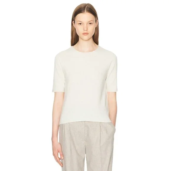The Row Ipar Top in Pale Green Small Womens Cashmere SHort Sleeve Sweater - Picture 1 of 13